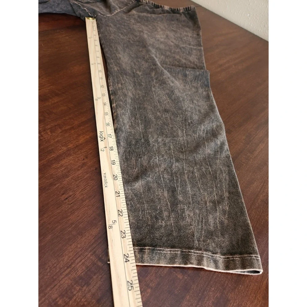 Jess &‎ Jane Capri Leggings Womens Plus 1X Chocolate & Wine USA Cotton Lot Of 2